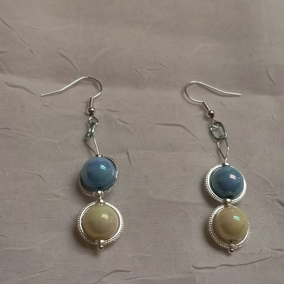 Steel Homemade Hand Crafted Dangled Earrings with Acrylic Beads #58 - Picture 8 of 14